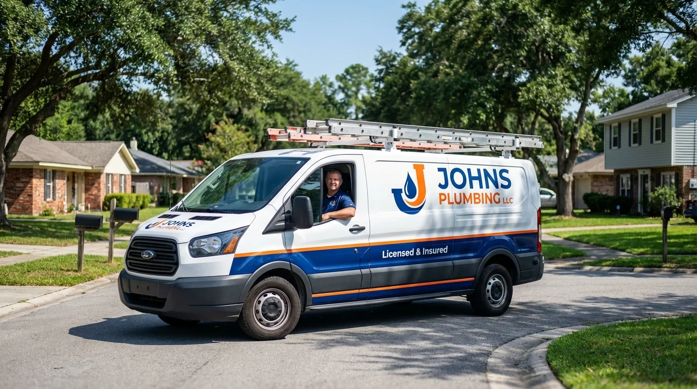 Johns Plumbing LLC service van in Flower Mound, TX