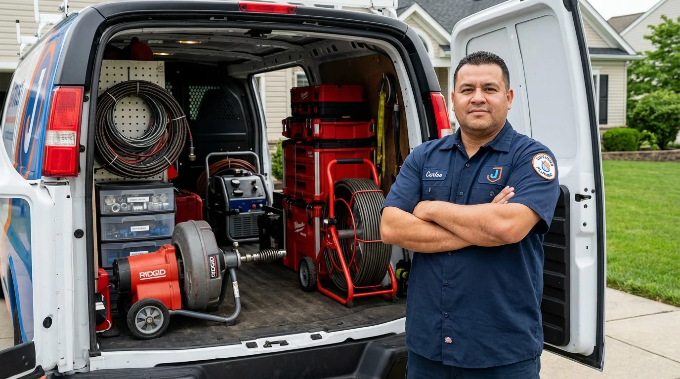 Professional drain cleaning equipment and Johns Plumbing LLC plumber in Flower Mound
