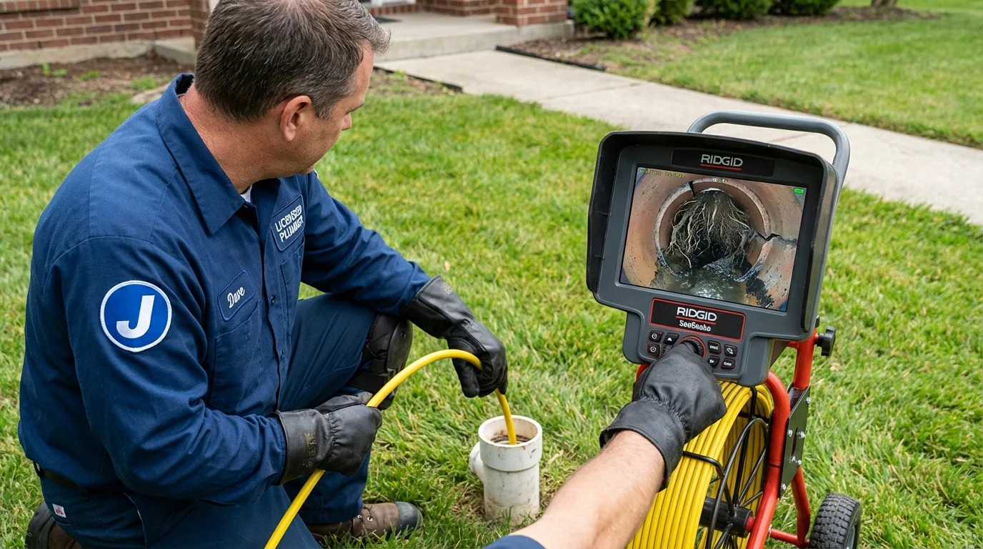 Sewer camera inspection being performed by Johns Plumbing LLC in Flower Mound